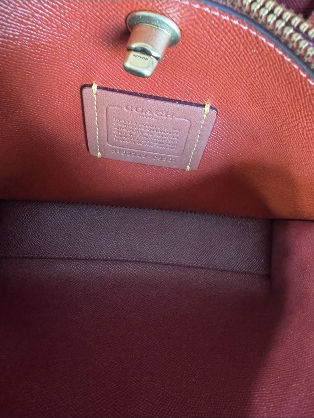 Coach Willow 24 Coral Leather Tote with Brown Trim